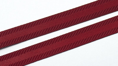 Лента декоративная, репсовая 9мм, цвет бордовый, атласная полоса по середине, ДЛ09-006, 1м