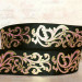 Лента репсовая с рисунком, 25мм, цвет чёрный, узор розовый с золотым напылением, РР25-267,1м