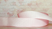 Лента сатиновая декоративная, 22мм, цвет светло-розовый, ромбы, ДС22-011, 1м