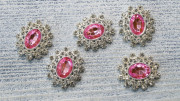 Ювелирная серединка, граненный камень, цвет розовый, 30ч25мм, серебро, ЮС-0210, 1 шт