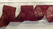 Лента декоративная, 38мм, органза с пайетками, цвет бордовый, ДЛ38-016,1м