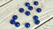 Стразы граненные с окантовкой, 12мм, цвет синий, акрил,  ST12-007/О, 1шт