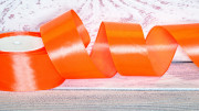 Лента атласная однотонная, 50мм, цвет ярко-оранжевый неон, А50-033, 1м