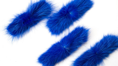 Полоска из меха норки, 25x70мм, цвет синий, 1 шт