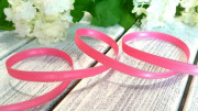 Лента репсовая с люрексом, 9мм, атласная полоса по середине,  цвет ярко-розовый, серебрянный люрекс, РР09-060, 1м