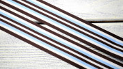 Лента репсовая с рисунком, 38мм, полосы коричневые, голубые, белые, РР38-097,1м