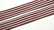 Лента репсовая с рисунком, 25мм, цвет бордовый, полосы белые, РР25-066, 1м