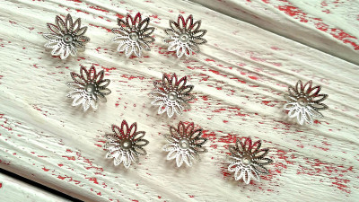 Декоративный обниматель для бусины, цветок 18мм, металлический, цвет серебро, 002-015, 1шт