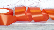 Лента атласная однотонная, 25мм, цвет оранжевая, А25-164, 1м