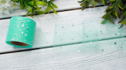 Фатин жесткий "Пайетки", цвет аквамарин, ширина 5,5см, 220-045, 1 метр