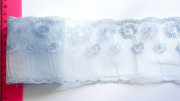 Кружево, на сетке вышивка, 8,5 см, цвет голубой, КР045, 1м