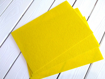 Фетр жёсткий 20*30см, цвет жёлтый, толщина 1мм, Китай, Ф643, 1 лист