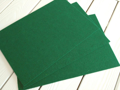 Фетр жёсткий 20*30см, цвет зелёный, толщина 1мм, Китай, Ф678, 1 лист