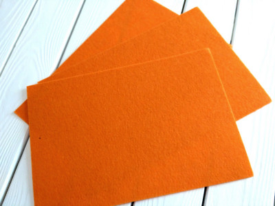 Фетр жёсткий 20*30см, цвет оранжевый, толщина 1мм, Китай, Ф645, 1 лист