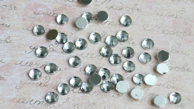 Стразы граненные, круглые, 12мм, цвет серебро, акрил, ST12-001, 1шт