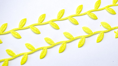 Лента декоративна "Листочки" 25мм, цвет жёлтый.  ДЛ25-051, 1м