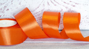 Лента атласная однотонная, 40мм, цвет оранжевый, А40-144, 1м