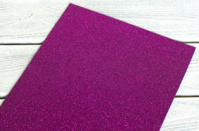Фоамиран глиттерный 20*30см, толщина 2мм, цвет фиолетовый, ФОМ009, 1 шт