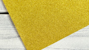 Кожзам "Глиттер мелкий"  20x30см, толщина 0,5мм, цвет жёлтый, КЗ011/05, 1 шт