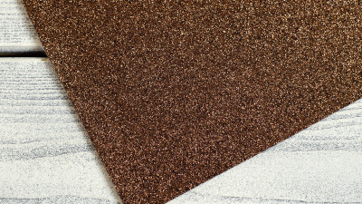 Кожзам "Глиттер мелкий"  20x30см, толщина 0,5мм, цвет коричневый, КЗ011/23, 1 шт