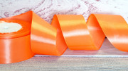 Лента атласная однотонная, 40мм, цвет ярко-оранжевый, А40-022, 1м