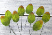 Листочки декоративные, 3,2*5 см, цвет ярко-зеленый, 1 уп(10шт)