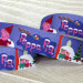 Лента репсовая с рисунком, 25мм, цвет фиолетовый, свинка в новогоднем колпаке,  РР25-046, 1м