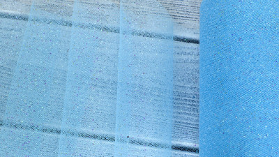 Фатин с блестками средней жёсткости, цвет бирюзовый, ширина 15 см, 220-020, 1 метр
