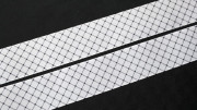Лента репсовая с рисунком, 38мм, черные диагональные линии, цвет белый, РР38-048,1м
