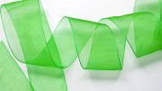 Органза однотонная, 40мм, цвет зелёный, О40-012, 1м
