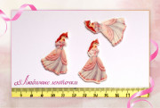 Кабошон плоский, принцесса в розовом платье, 32*24мм, К0063, 1шт