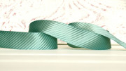 Лента сатиновая декоративная, двухстороняя, 25мм, цвет аквамарин, гофре, ДС25-034, 1м