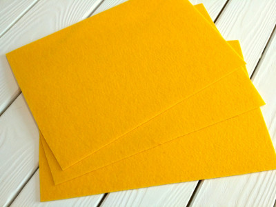 Фетр жёсткий 20*30см, цвет жёлто-оранжевый, толщина 1мм, Китай, Ф640, 1 лист