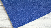 Кожзам "Глиттер мелкий"  20x30см, толщина 0,5мм, цвет синий, КЗ011/07, 1 шт