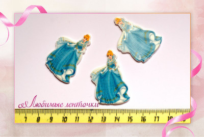 Кабошон плоский, принцесса в голубом платье, 35*23мм, К0062, 1шт