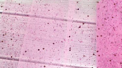 Фатин с пайетками средней жёсткости, цвет розовый, ширина 15 см, 220-026 1 метр