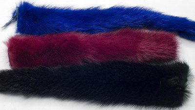 Набор для творчества из меха норки - хвостики, длина 18 см, цвет синий, чёрно-зелёный, бордовый, 22гр, МНХ24, 1 уп=3шт