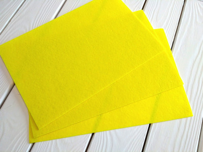 Фетр жёсткий 20*30см, цвет ярко-жёлтый, толщина 1мм, Китай, Ф633, 1 лист