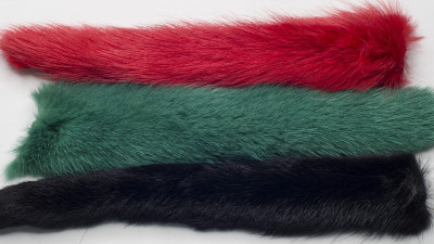 Набор для творчества из меха норки - хвостики, длина 18 см, цвет чёрный, зелёный, красный, 25гр, МНХ26, 1 уп=3шт