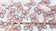 Кабошон объемный, бабочка, цвет голубой-розовый, 40x25мм,К-0252, 1шт