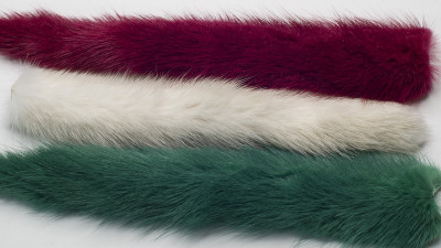 Набор для творчества из меха норки - хвостики, длина 20 см, цвет бежевый, бордовый, зелёный, 23 гр, МНХ08, 1 уп=3шт