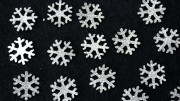 Аппликация объемная, снежинка, посыпаная глиттером, 20x20 мм, цвет серебро, РТ-241,  1 шт