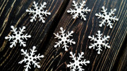 Аппликация объемная, снежинка, посыпанная глиттером, 30*30 мм, цвет белый, РТ-243,  1 шт
