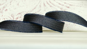 Лента текстильная декоративная с люрексом, двухстороняя, 25мм, цвет тёмно-синий, с бархамой по краям, ТЛ25-007, 1м