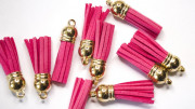 Кисточки декоративные замшевые 38мм х8мм, цвет ярко-розовый, 001-04-013, 1 шт