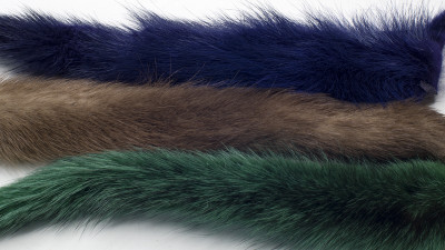 Набор для творчества из меха норки - хвостики, длина 20 см, цвет синий, серо-бежевый, зелёный, 23 гр, МНХ10, 1 уп=3шт