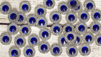 Акриловая серединка, круглая, 12мм, цвет синий, конус в серебрянной оправе, АС-074, 1шт