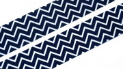 Лента репсовая с рисунком, 38мм, темно-синий, белый зиг-заг, РР38-074,1м