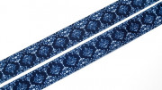Лента репсовая с рисунком, 25мм, цвет темно-синий, белый орнамент, РР22-028,1м