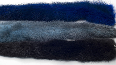 Набор для творчества из меха норки - хвостики, длина 20 см, цвет чёрный, серо-голубой, синий, 26 гр, МНХ11, 1 уп=3шт